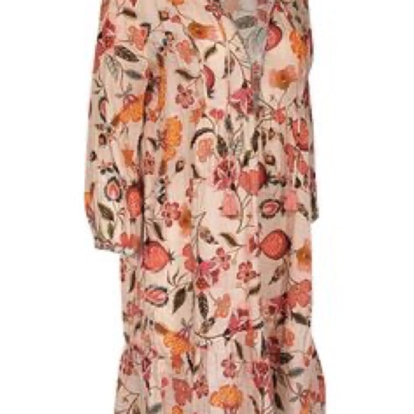 Johnny Was Workshop peach pink floral tiered summer dress - Picture 3 of 10